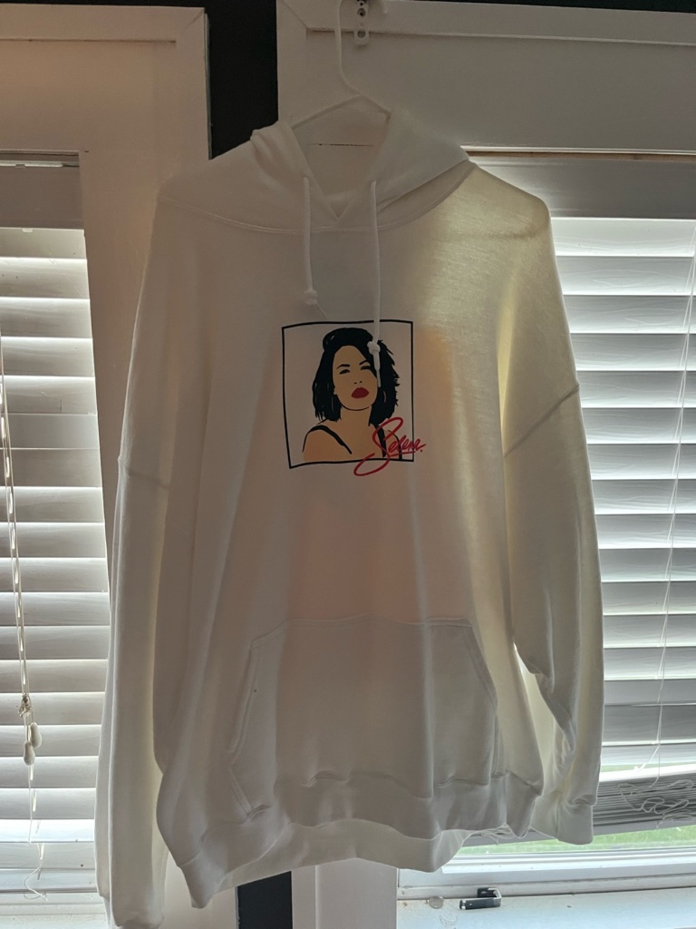 Forever 21 White Graphic Hoodie with Selena Loteria Portrait